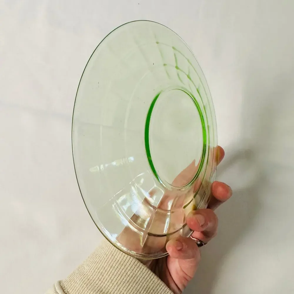 Vintage Uranium Depression Glass Small Plate